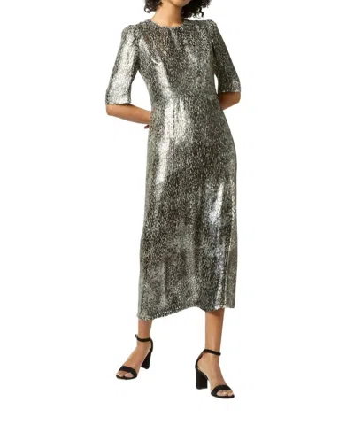 Ann Mashburn Lois Dress In Olive Metallic Fil Coupé Georgette In Multi