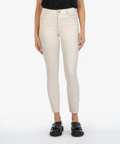 Kut From The Kloth Charlize High Rise Cigarette Leg Pants In Champagne Coated In White