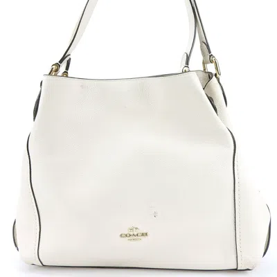 Pre-owned Coach Leather Shoulder Bag () In White
