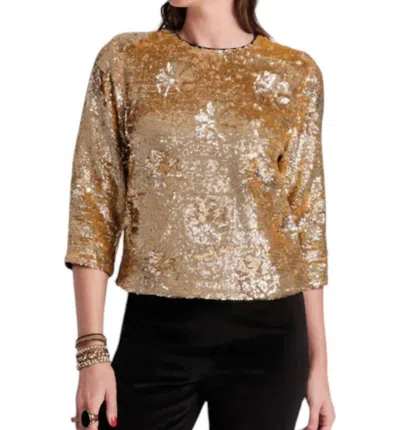 Frances Valentine Taylor Sequin Top Floral Sequin Viscose In Gold