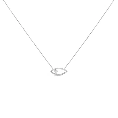 Haus Of Brilliance .925 Sterling Silver 1/2 Cttw Diamond Cross And Evil Eye 18" Inch Pendant Necklace In White