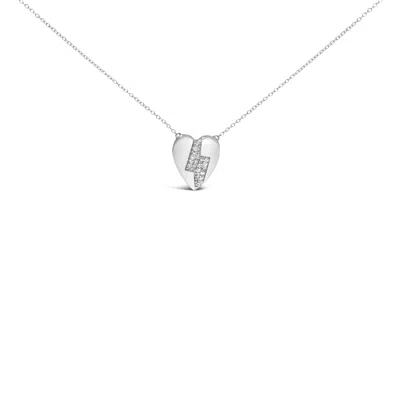 Haus Of Brilliance 925 Sterling Silver 1/3 Ctw Diamond Heart And Lightning Bolt Pendant Necklace In White