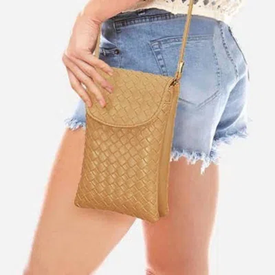 Judson & Co. Women's Woven Crossbody Organizer Convertible Crossbody Wristlet Handbag In Tan In Multi