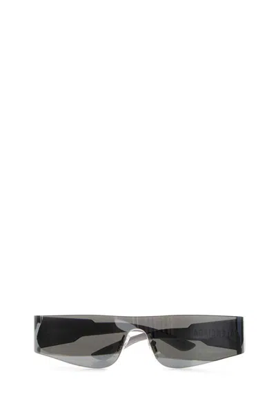 Balenciaga Silver Acetate Mono Rectangle Sunglasses In Silver