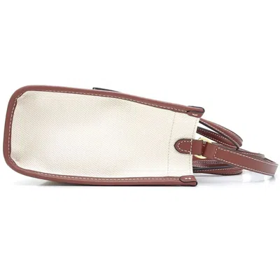 Pre-owned Burberry Brown Ivory Canvas Leather Shoulder Bag () In Brown, Ivory