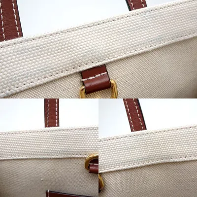 Pre-owned Burberry Brown Ivory Canvas Leather Shoulder Bag () In Brown, Ivory