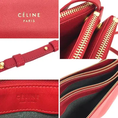 Pre-owned Celine Red Color Leather Pochette Shoulder Bag ()