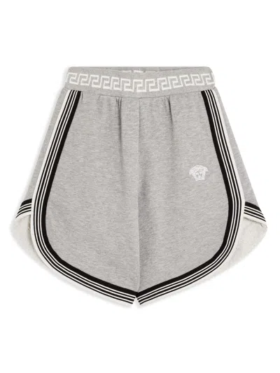 Versace Greca Detailing Shorts In Grey
