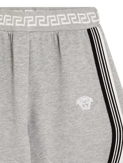 Versace Greca Detailing Shorts In Grey