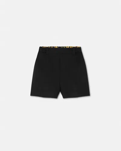 Versace Elasticated-waist Straight-leg Shorts In Black