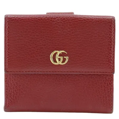 Pre-owned Gucci Red Color Leather Wallet (bi-fold) ()