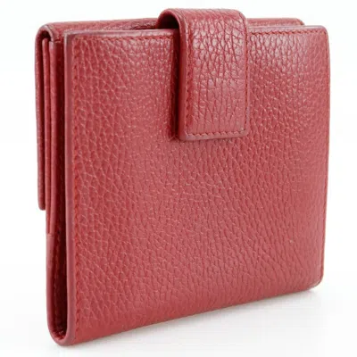 Pre-owned Gucci Red Color Leather Wallet (bi-fold) ()