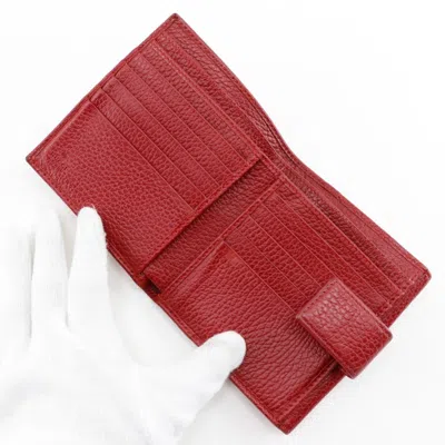 Pre-owned Gucci Red Color Leather Wallet (bi-fold) ()