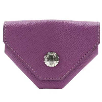 Pre-owned Hermes Purple Epsom Leather Coin Purse/coin Case ()