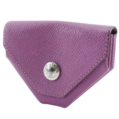 Pre-owned Hermes Purple Epsom Leather Coin Purse/coin Case ()