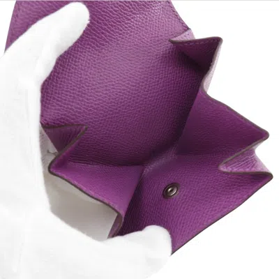 Pre-owned Hermes Purple Epsom Leather Coin Purse/coin Case ()
