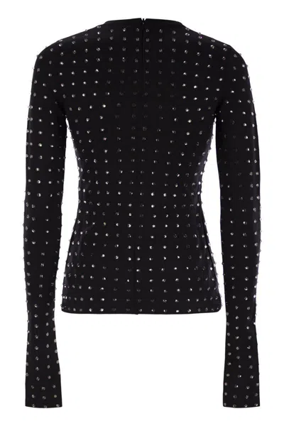 Sportmax All-over Embellished Crewneck Top In Black