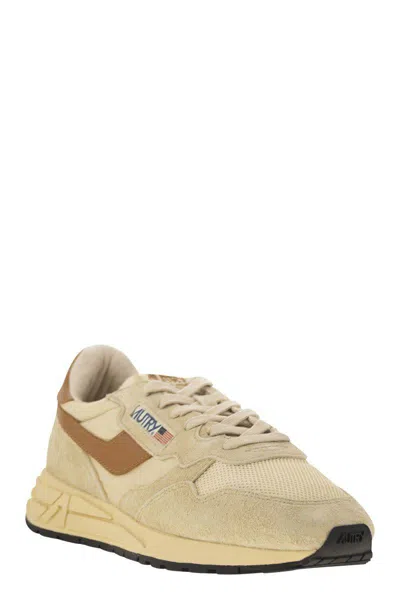Autry Reelwind Suede And Technical Textile Trainer In Brown