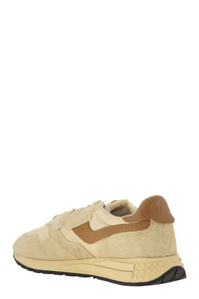 Autry Reelwind Suede And Technical Textile Trainer In Brown
