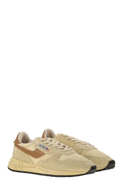 Autry Reelwind Suede And Technical Textile Trainer In Brown