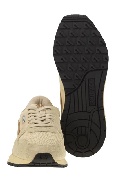Autry Reelwind Suede And Technical Textile Trainer In Brown