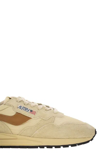 Autry Reelwind Suede And Technical Textile Trainer In Brown