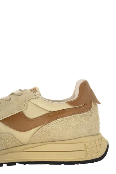 Autry Reelwind Suede And Technical Textile Trainer In Brown