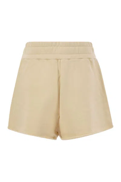 Autry Short Trousers In Compact Cotton Jersey In Beige