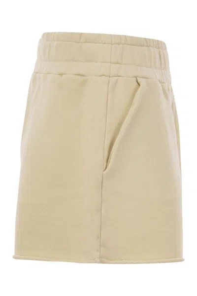 Autry Short Trousers In Compact Cotton Jersey In Beige