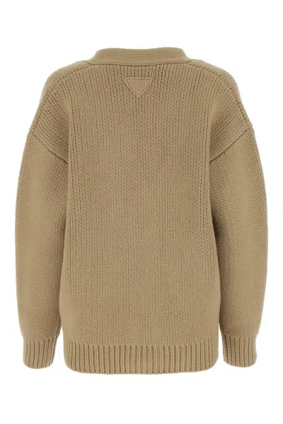 Prada Women's Cappuccino Wool Blend Oversize Cardigan In Neutral