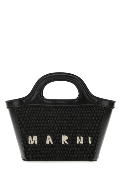 Marni Tropicalia Structured Shoulder Bag With Raffia Panels