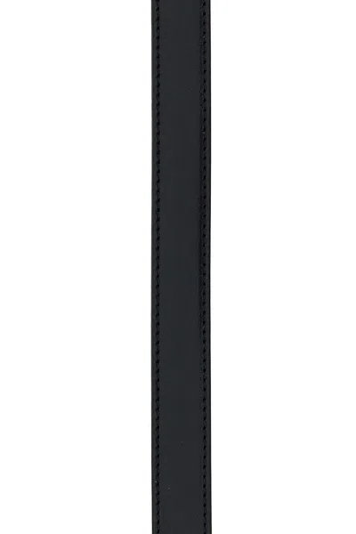Alexander Mcqueen Silvertone Cross-bar Leather Wide Sling Belt