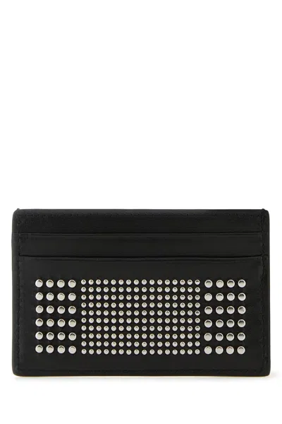 Alexander Mcqueen Black Card-holder With Silver-finished Studs In Leather Man