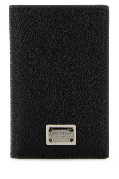 Dolce & Gabbana Black Textured Calf Leather Bi-fold Wallet