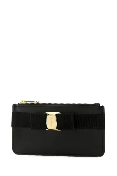 Ferragamo Black Leather Coin Pursue