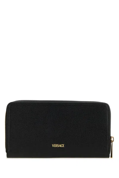 Versace Black Leather Medusa Biggie Wallet