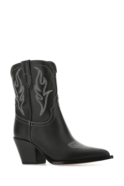 Sonora Embroidered Leather Ankle Boots With Pointed Toe