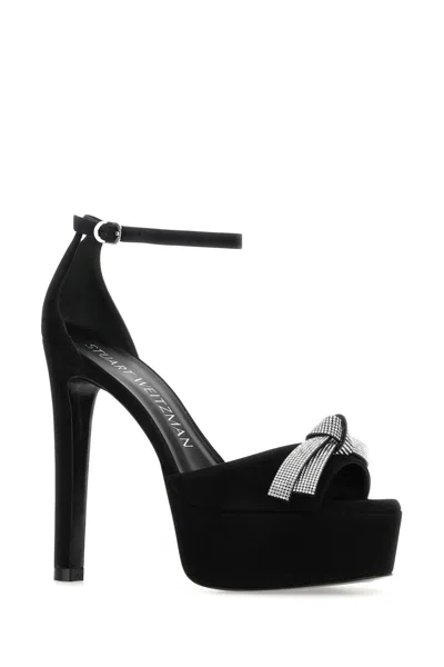 Stuart Weitzman Embellished Bow Suede Platform Sandals
