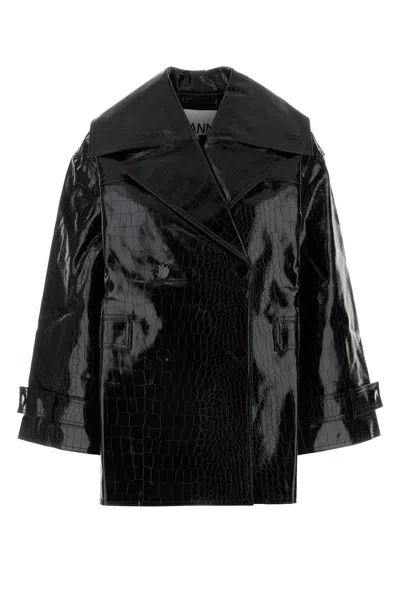 Ganni Crocodile Effect Double-breasted Coat