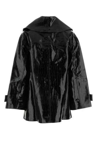 Ganni Crocodile Effect Double-breasted Coat