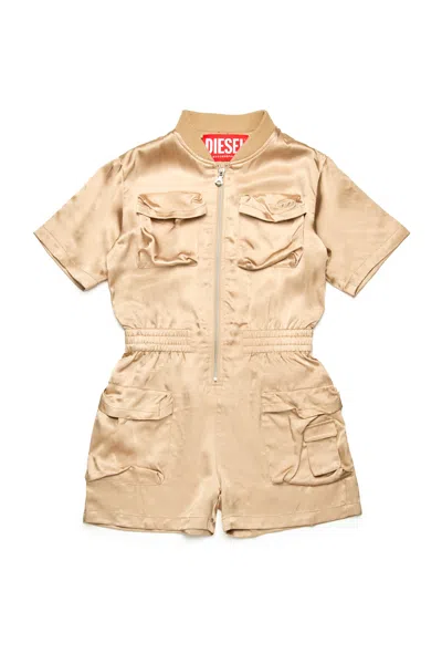 Diesel Satin-weave Playsuit In Beige