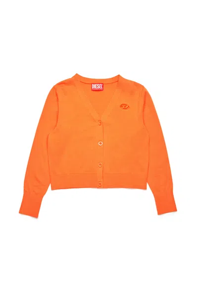 Diesel Oval D Cardigan In Orange