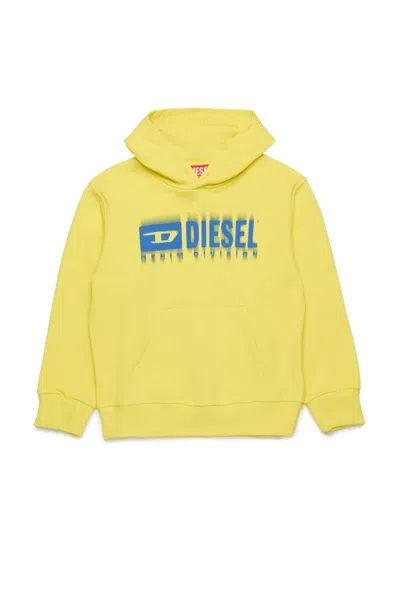 Diesel Felpa Con Cappuccio E Logo Degradé In Yellow