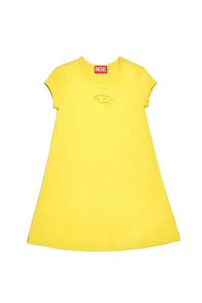 Diesel Abito In Cotone Con Logo Oval D In Yellow