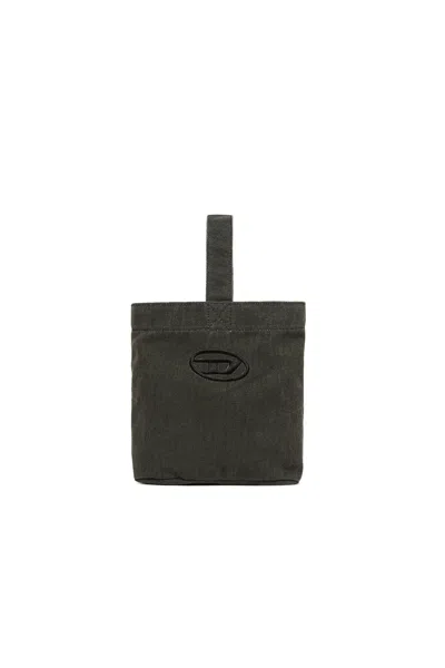 Diesel Oval D Logo Canvas Bucket Bag In Black