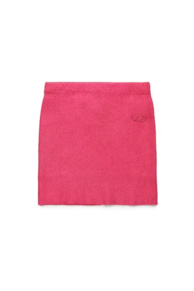 Diesel Mylar-effect Ribbed Knit Skirt In Pink