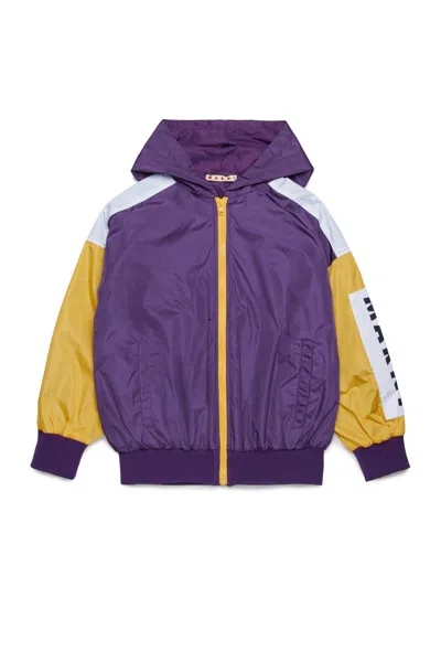 Marni Giacca Windbreaker Colorblock In Violet