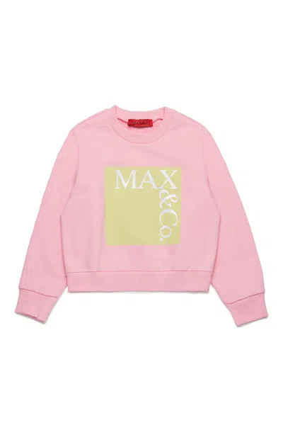 Max & Co Logo-print Crew-neck Sweatshirt In Pink