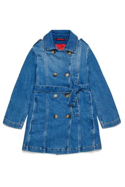 Max & Co Trench In Denim Blu Medio Sfumato In Blue
