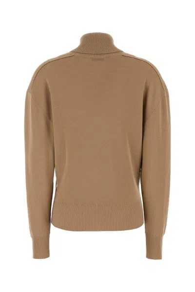 Burberry High-neck Wool Sweater With Logo Intarsia
